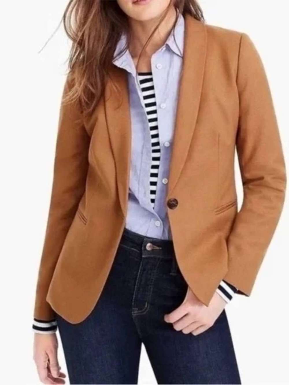 J. Crew Brown Parke Wool Blend Blazer Size 0P Classic ~ Preppy ~ Collegiate!